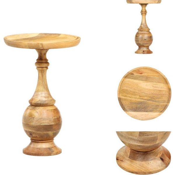 Vidaxl Tavolino Rotondo 43 X 43 X 66 Cm In Legno Massiccio Di Mango - Tavolini-image