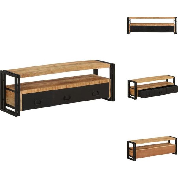 Mobile Tv Vidaxl 120X30X40 Cm In Legno Massiccio Di Mango - Mobili Tv-image