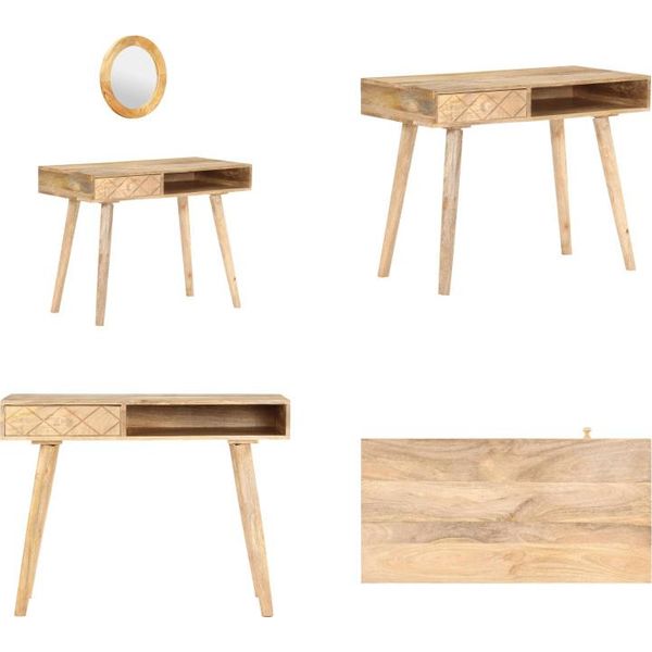 Vidaxl Tavolino Da Toilette 100X50X76 Cm In Legno Massiccio Di Mango - Tavolino Da Toilette - Tavolini Da Toilette In Legno - Tavolini Da Toilette In Legno-image