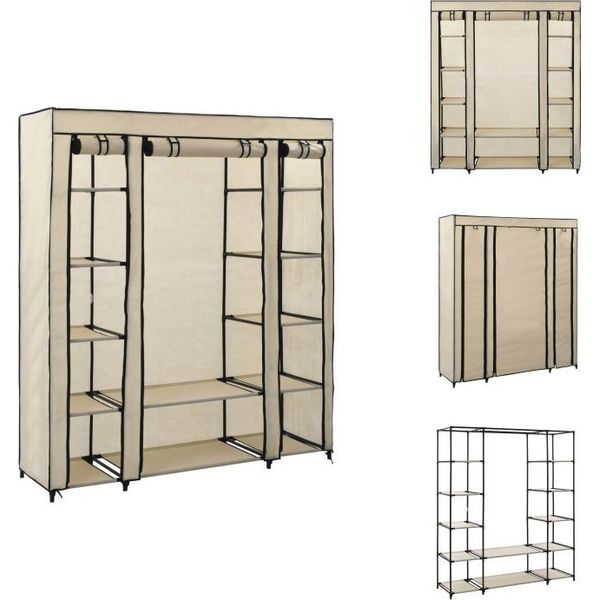 Vidaxl Armadio In Tessuto Con Scomparti Appendiabiti Crema 150X45X176Cm - Armadi-image