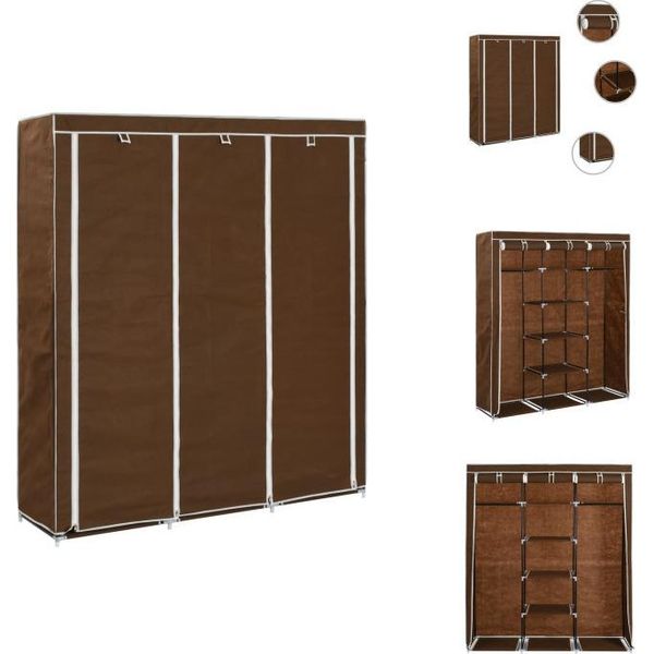 Vidaxl Armadio Con Ripiani E Aste In Tessuto Marrone 150X45X175Cm - Armadi-image