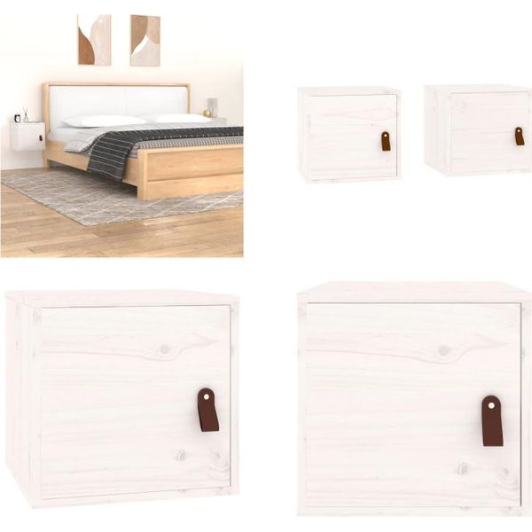 Vidaxl Armadi A Muro 2 Pz. Bianco 31,5X30X30 Cm Pino Massiccio - Armadio A Muro - Armadi A Muro - Armadio A Muro - Armadio A Muro In Legno Massiccio-image