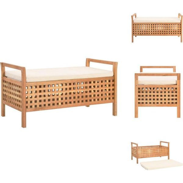 Vidaxl Panca Con Vano Portaoggetti 93×49×49 Cm In Legno Massiccio Di Noce - Panche Da Corridoio E Cassapanca-image