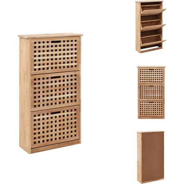 Vidaxl Scarpiera 55 X 20 X 104 Cm In Noce Massiccio - Scarpiere E Armadietti-image