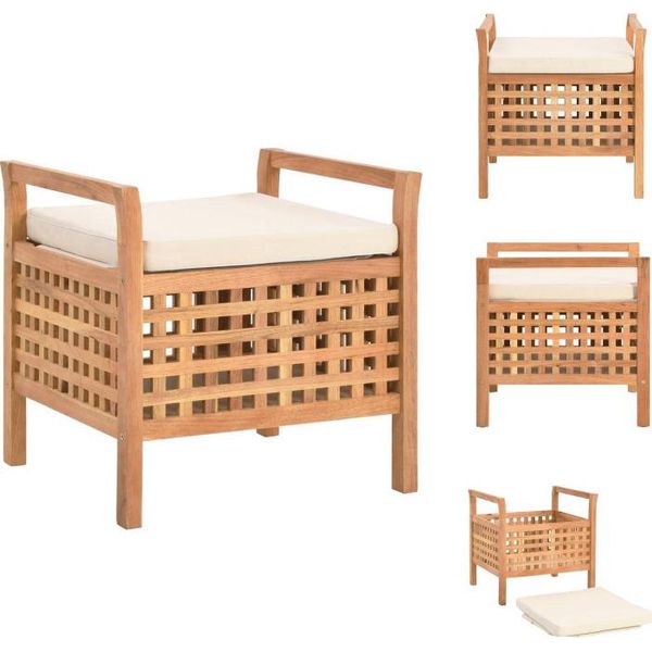 Vidaxl Panca Con Vano Portaoggetti 49×48×49 Cm In Legno Massiccio Di Noce - Panche Da Corridoio E Cassapanca-image