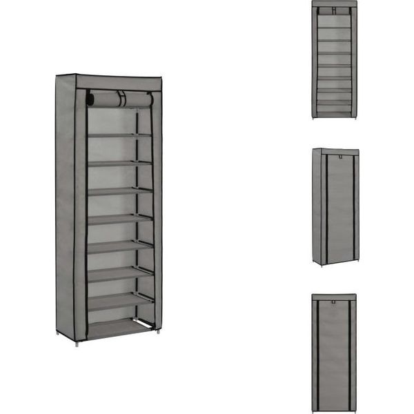 Vidaxl Scarpiera Con Coperchio Grigio 57 X 29 X 162 Cm In Tessuto - Scarpiere E Armadietti-image