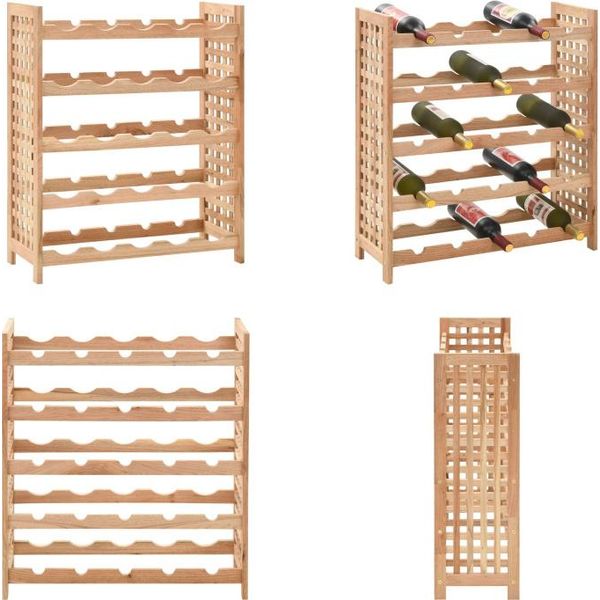 Vidaxl Portabottiglie Per 25 Bottiglie In Legno Massiccio Di Noce 63X25X73 Cm - Portabottiglie Per Vino - Portabottiglie Per Vino - Portabottiglie Da Bar-image