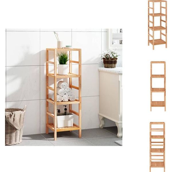 Vidaxl Scaffale Da Bagno 35,5X35,5X112,5 Cm Noce Massiccio - Librerie E Scaffali-image