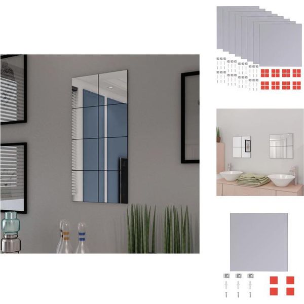 Vidaxl Piastrelle Specchio Senza Cornice In Vetro 8 Pezzi 20,5 Cm - Specchio-image