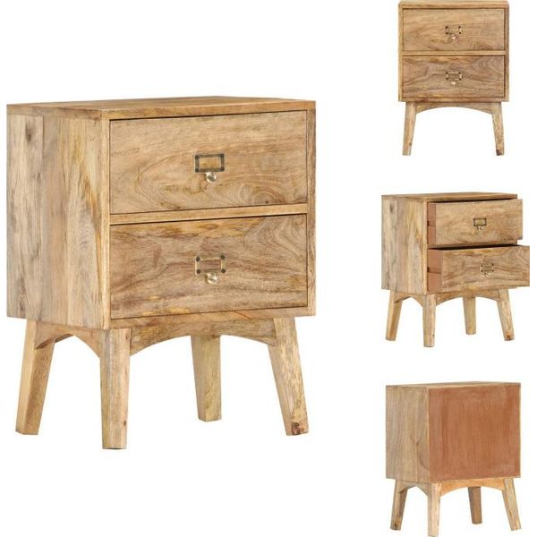 Vidaxl Comodino 40 X 35 X 55 Cm In Legno Massiccio Di Mango - Comodini-image