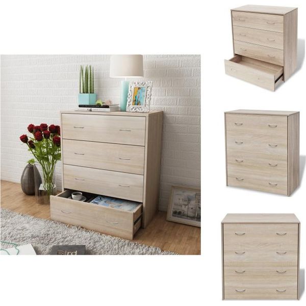 Vidaxl Cassettiera Con 4 Cassetti 60×30,5×71 Cm Rovere Marrone - Credenze-image