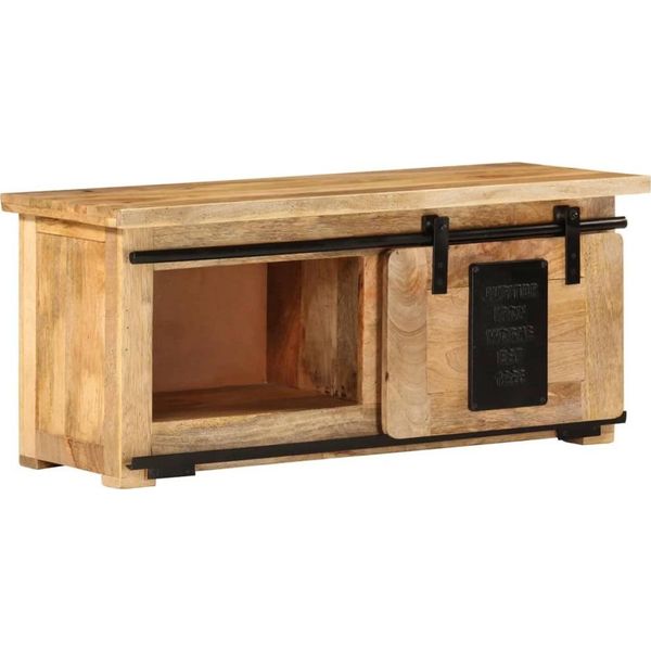 The Living Store Mobile Tv 90X35X40 Cm In Legno Massiccio Mango-image