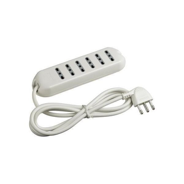 Bticino Multipresa Slim6 3631D - Ciabatta Elettrica 6 Prese Bipasso 10/16A Bianca-image
