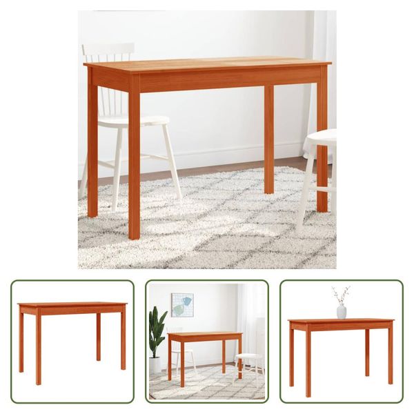 The Living Store Tavolo Da Pranzo Wax Brown 110X55X75 Cm In Legno Di Pino Massiccio-image