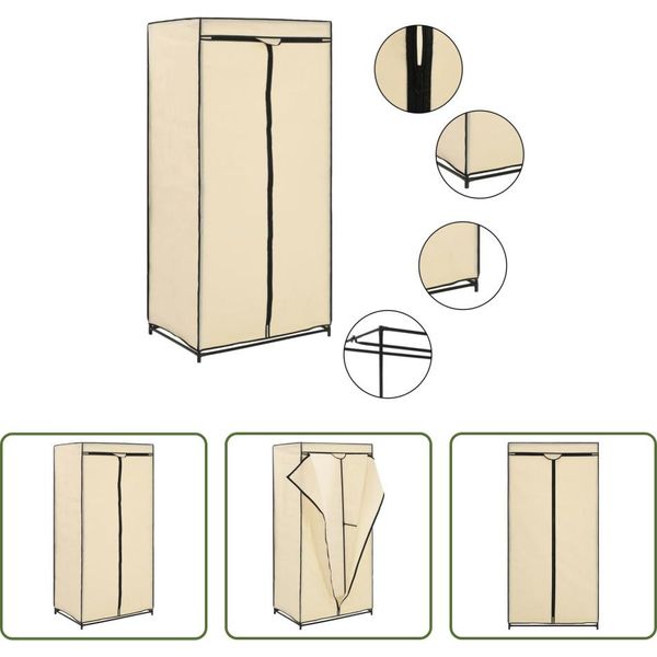 The Living Store Stendibiancheria Creme 75×50×160 Cm-image
