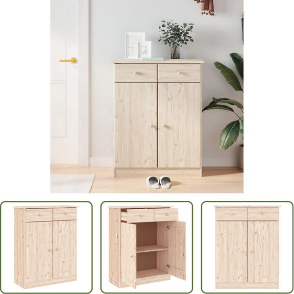 The Living Store Scarpiera Alta 77X35X96 Cm In Legno Di Pino Massiccio-image