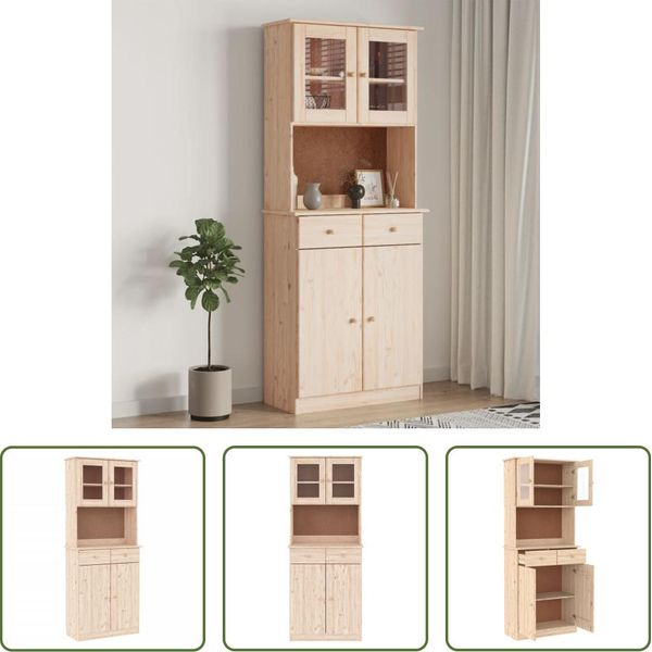 The Living Store Credenza Alta 77X35X188 Cm Massivholz Kiefer-image