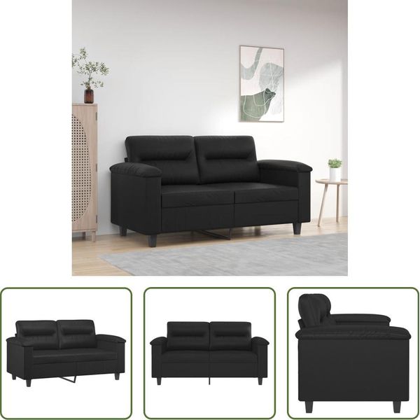 The Living Store Divano A 2 Posti Nero 120 Cm In Pelle Finta-image