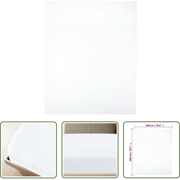 The Living Store Lenzuolo Con Angoli Jersey Bianco 180X200 Cm Cotone-image