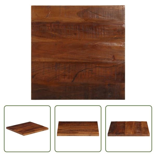 The Living Store Piano Del Tavolo 50X50X2,5 Cm Quadrato In Legno Massiccio Di Recupero-image