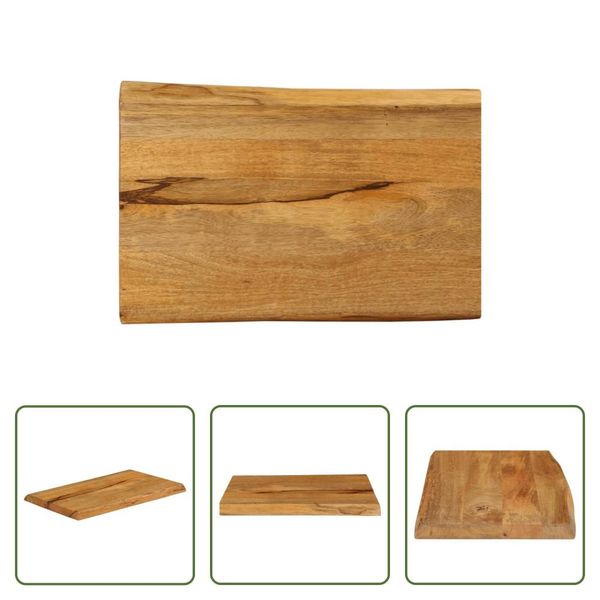 The Living Store Piano Del Tavolo Con Bordo Ad Albero 70X40X2,5 Cm In Legno Massiccio Di Mango-image
