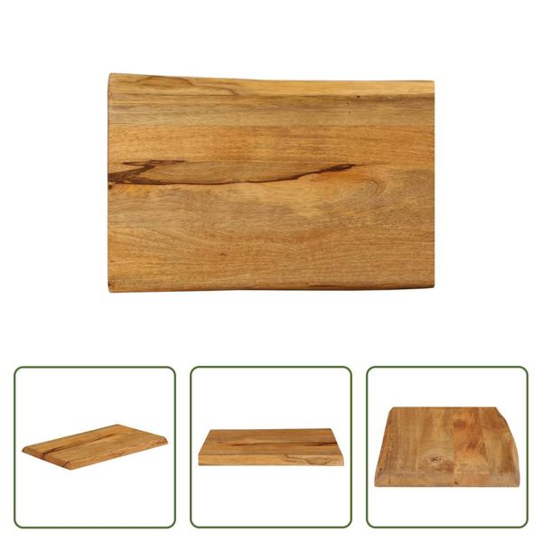 The Living Store Piano Del Tavolo Con Bordo Ad Albero 50X40X2,5 Cm In Legno Massiccio Di Mango-image