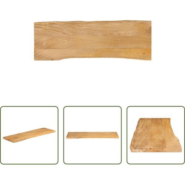 The Living Store Piano Del Tavolo Con Bordo Ad Albero 110X40X3,8 Cm In Legno Massiccio Di Mango-image