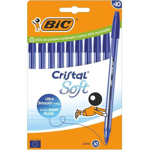 Bic 516357 Bic Kugelschreiber Cristal Soft Transparent Schreibfarbe Blau, 10 St.-image