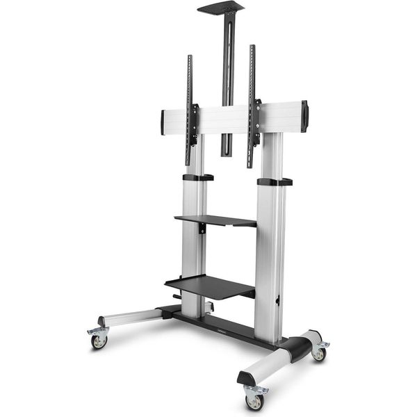 Startech.Com Carrello/Supporto Tv Mobile Su Ruote Per Schermi Piatti Da 60-100" E Fino A 100 Kg, Regolazione Dell'altezza Tramite Manovella, Montaggio Su Carrello Mobile/Portatile"-image
