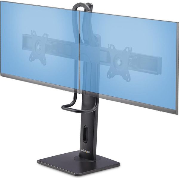 Startech.Com Supporto Da Tavolo Per Due Monitor- Staffa Con Barra Trasversale Per 2 Schermi Da 27" Vesa 75X75/100X100, Altezza Regolabile, Portata 6 Kg Per Display"-image