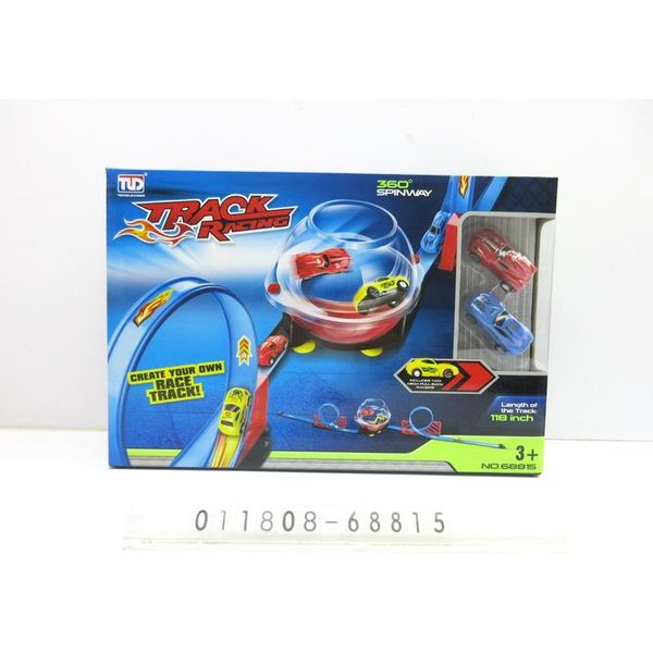 Pista A Due Corsie Con Palla Per Bambini 3+ Parti Di Costruzione 28 El. + 2 Auto + Guida A Strappo-image