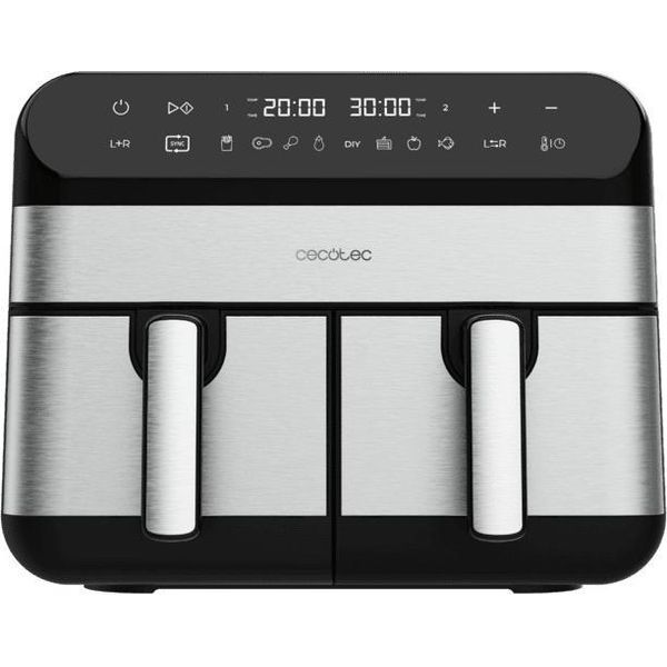 Cecotec Advance 9000 Double 9 L Stand-Alone 2800 W Friggitrice Ad Aria Calda Nero, Acciaio Inox-image