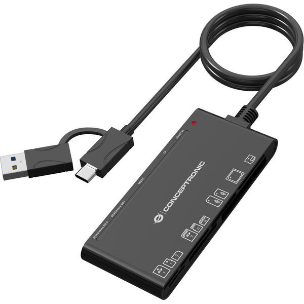 Conceptronic BIAN10B Lettore Di Schede Usb 3.2 Gen 1 (3.1 Gen 1) Type-A/Type-C Nero-image