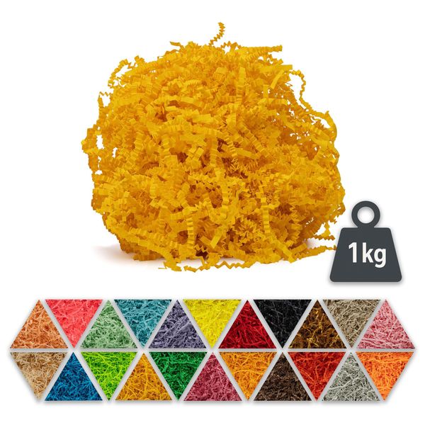 Materiale Di Riempimento In Carta Gialla 1 Kg - Materiale Di Imballaggio Biodegradabile, Ideale Come Riempimento Decorativo Per Scatole E Cesti Regalo-image