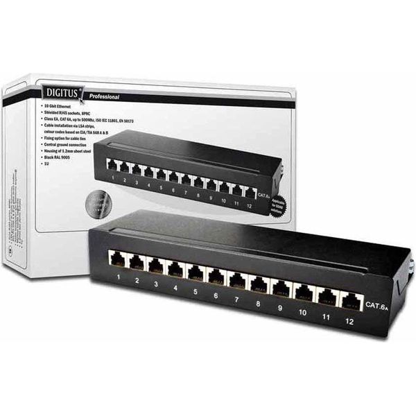 Digitus Patchpanel 1HE 12-Port Cat6A Geschirmt Schwarz-image