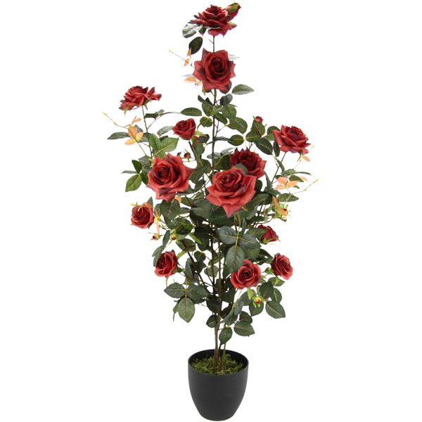Kunstbaum I.Ge.A. "Rosenbusch Im Topf", Rot, B:45Cm H:115Cm L:45Cm, Obermaterial: 95% Polyester, 5% Kunststoff, Kunstpflanzen, Kunstrosen Kunstpflanzen Rosenstrauch Deko Hochzeit-image