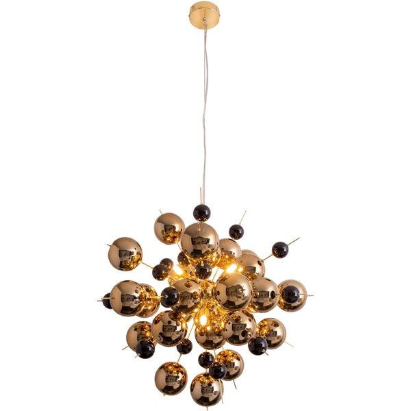 NÄVe Pendelleuchte "Explosion", Gold, 10, Ø 65Cm H: 150Cm, 1 Stk., Leuchten, Mit GoldgläNzenden Glaskugeln BestüCkt, FüR 10 X G9 Sockel, Ø 65 Cm, Pendelleuchte-image