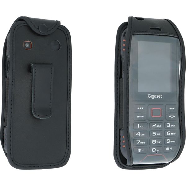 Caseroxx Custodia In Pelle Con Clip Da Cintura Compatibile Con Gigaset GLX8 In Vera Pelle, Custodia Con Clip Da Cintura E Finestra Di Visualizzazione-image