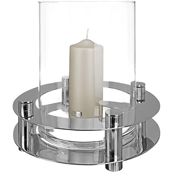 Windlicht Fink "Ricardo", Silber (Silberfarben), H:9Cm Ø:11Cm, Metall, Kerzenhalter, Windlicht, Aus Mundgeblasenem Glas-image