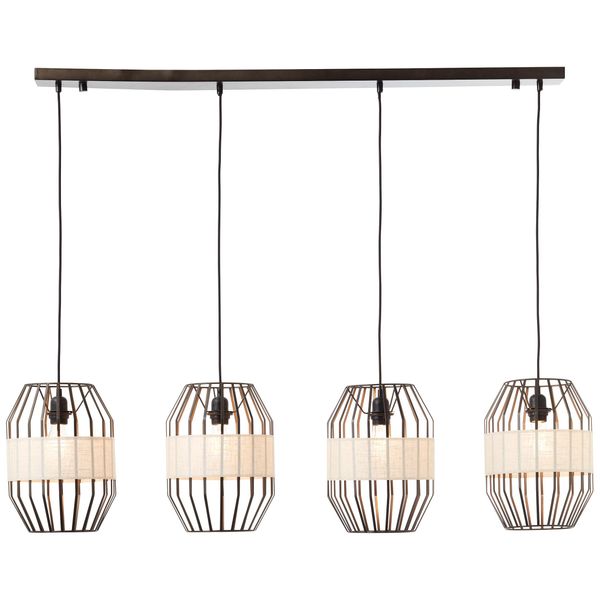 Brilliant Pendelleuchte "Slope", Schwarz (Schwarz, Natur), 4, H: 120Cm, 1 Stk., Leuchten, 4Flg Schwarz/Natur, Pendelleuchte-image