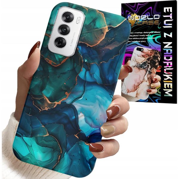Custodia Per Oppo Reno12 Pro 5G - Zaino Con Motivi Marmorizzati Blu/Verde-image