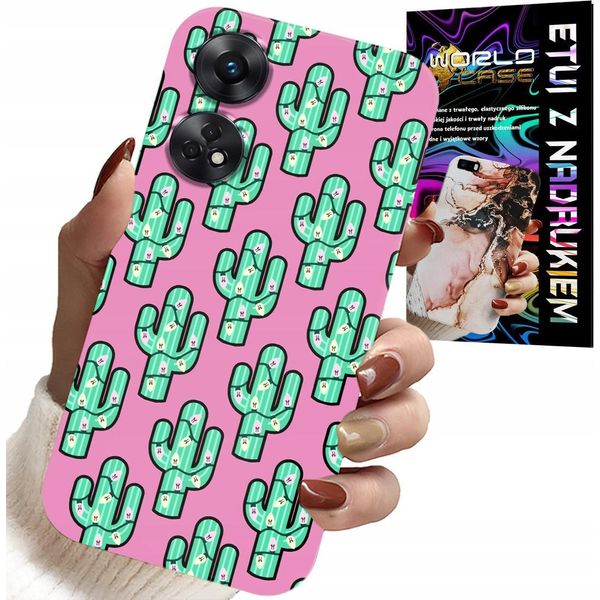 Custodia Per Oppo Reno8 T 4G - Cactus, Cactus Su Sfondo Rosa + Foil-image
