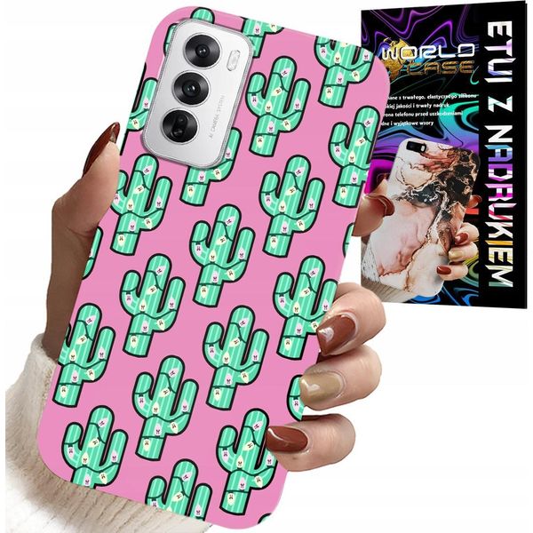 Custodia Per Oppo Reno12 5G - Cactus, Cactus Su Sfondo Rosa + Foil-image