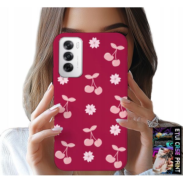 Custodia Per Oppo Reno12 5G - Ciliegie Su Sfondo Maroon + Foil-image