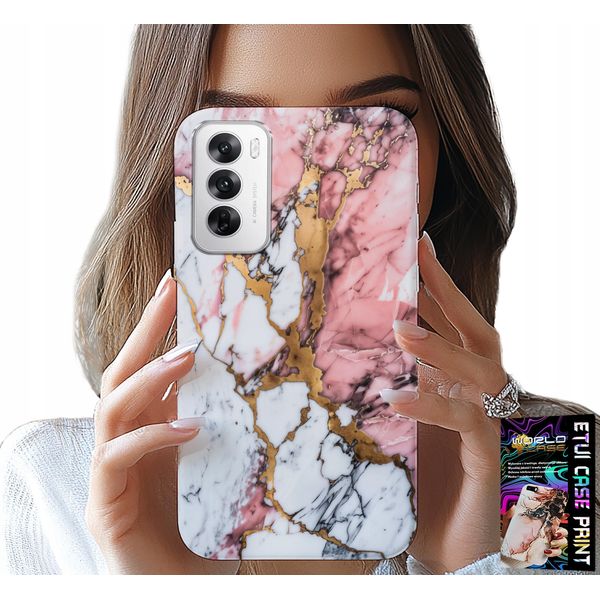 Custodia Per Oppo Reno12 Pro 5G - Marmo Bianco Rosa, Motivi In Pietra-image