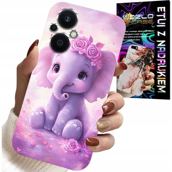 Custodia Per Oppo Reno8 Lite 5G - Elefante Carino Su Sfondo Rosa +Folia-image