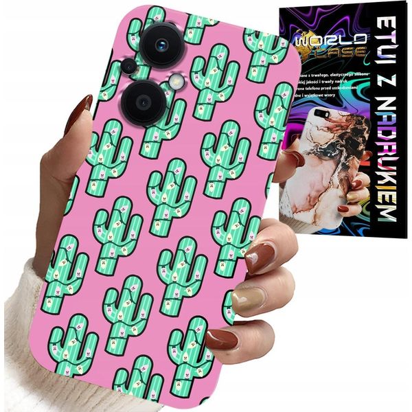 Custodia Per Oppo Reno7 Lite 5G - Cactus, Cactus Su Sfondo Rosa + Foil-image