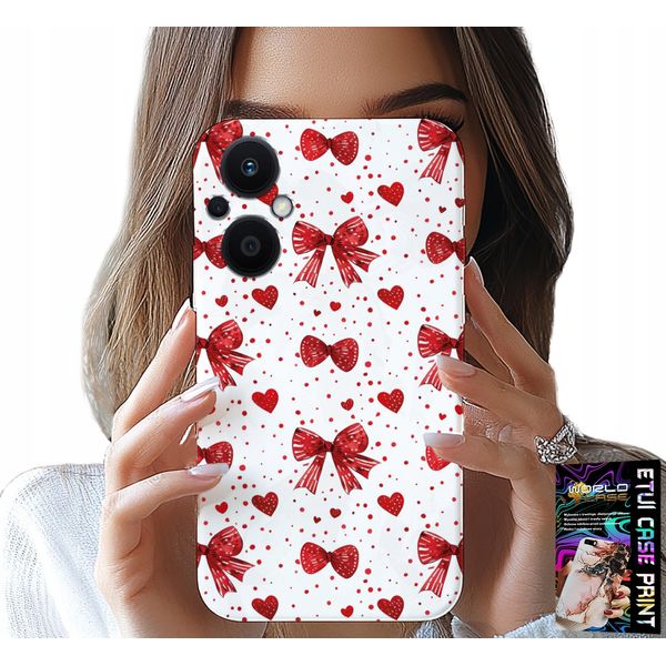 Custodia Per Oppo Reno8 Lite 5G - Nastro Rosso Con Motivi Alla Moda-image
