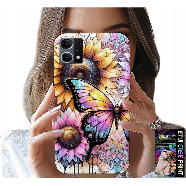 Custodia Per Oppo Reno7 4G - Girasole Con Farfalla, Custodia + Foil-image