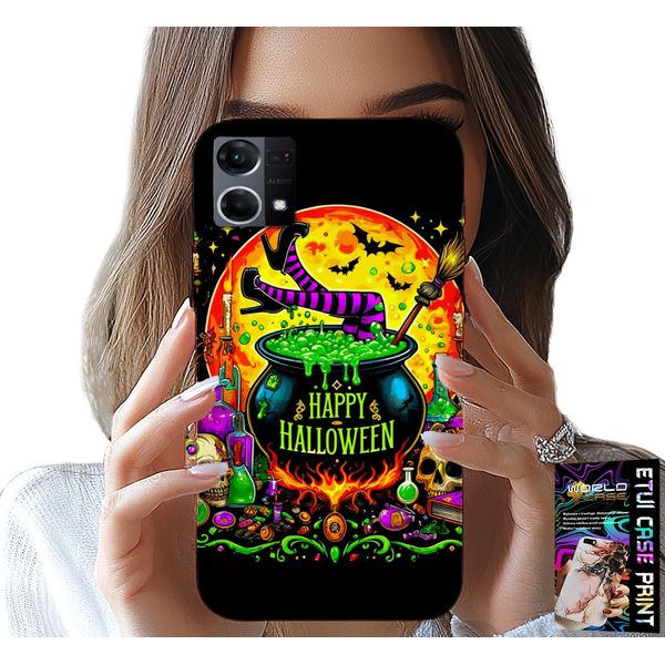 Custodia Per Oppo Reno7 4G - Strega Cauldron Wand Halloween Glass-image